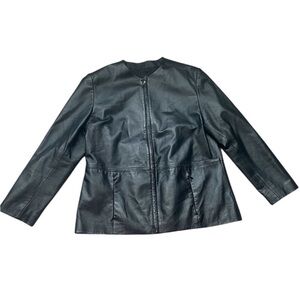 Massini Biker Edgy Genuine Leather Jacket – Black, Size Large